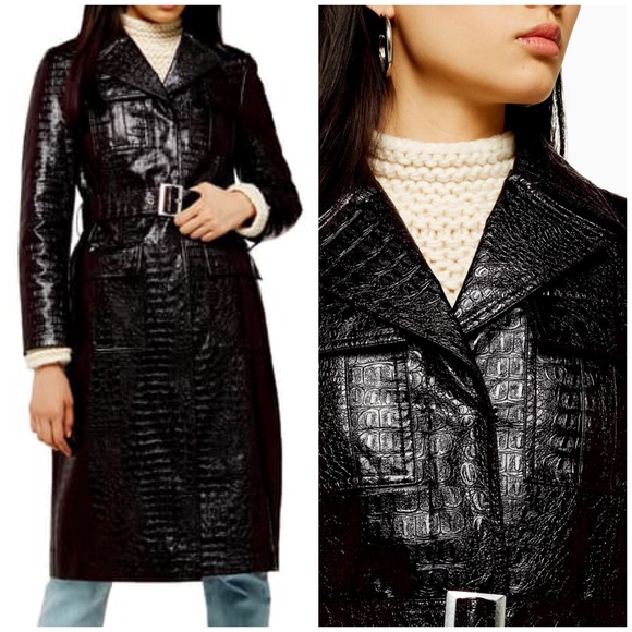 NWT! Topshop Tula faux alligator trench coat - Picture 3 of 5